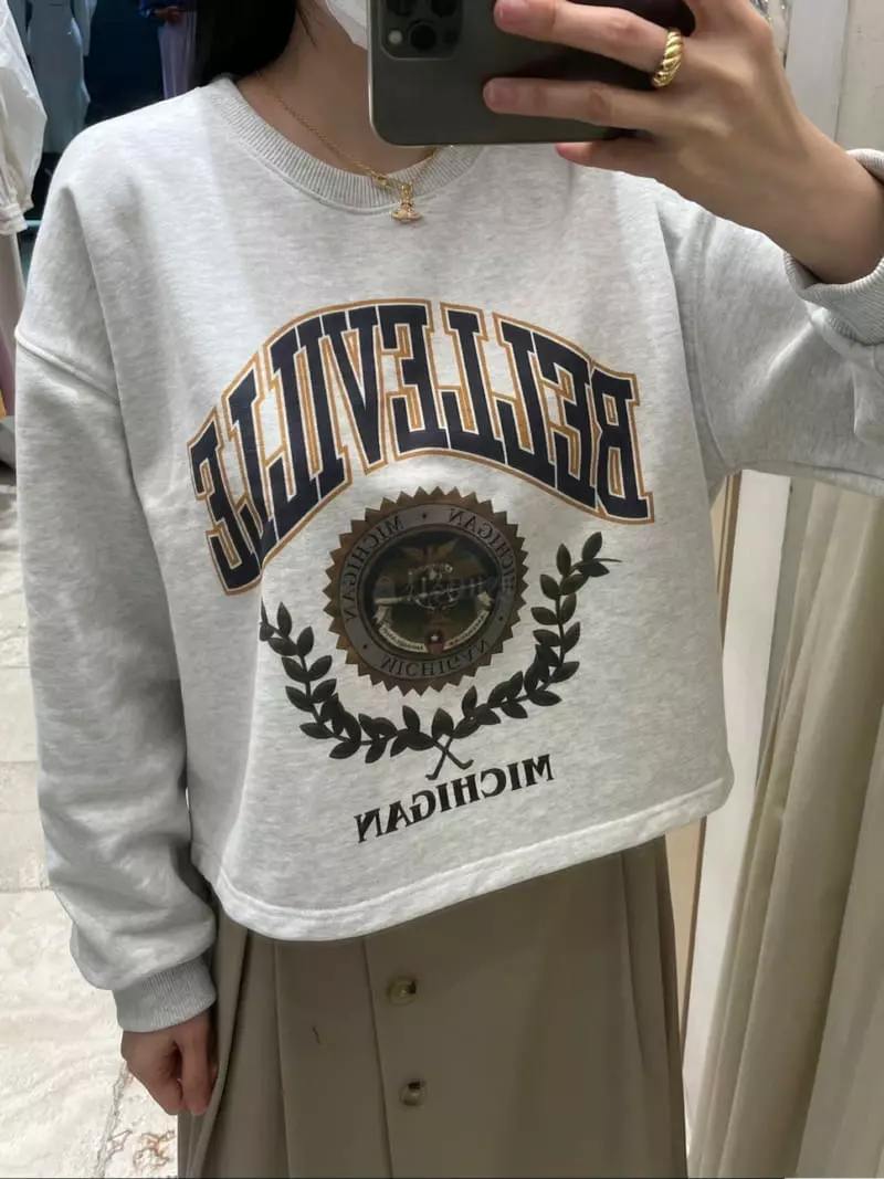 Majdan - Korean Women Fashion - #momslook - Michigan Sweatshirt - 2