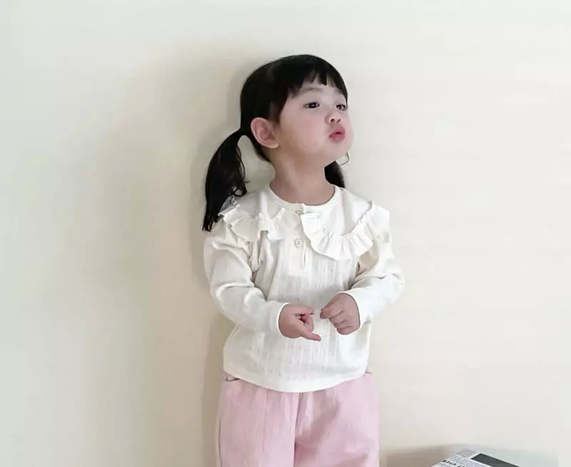 Martin - Korean Children Fashion - #toddlerclothing - Eyelet Big Collar Tee