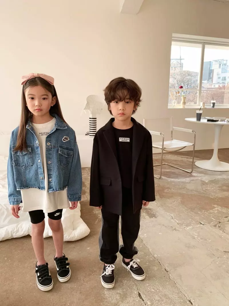 Matilda & Lee - Korean Children Fashion - #childrensboutique - Denim Colored Jogger Pants - 7
