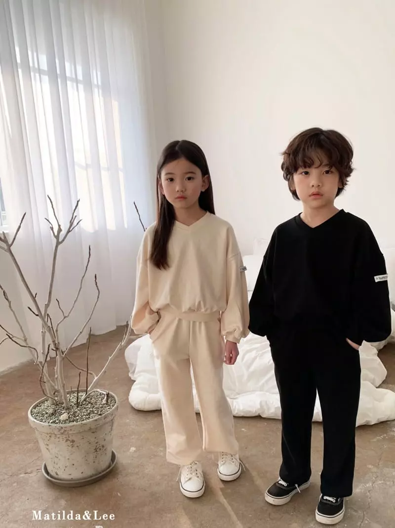 Matilda & Lee - Korean Children Fashion - #minifashionista - V Label Top Bottom Set - 12