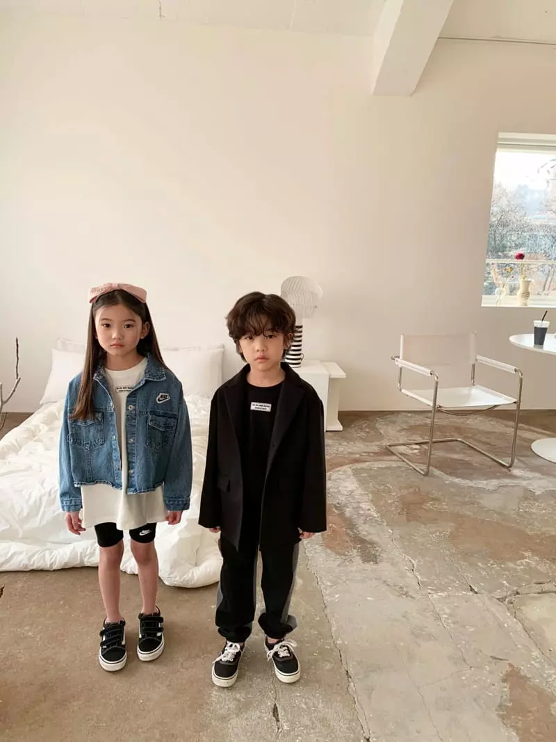 Matilda & Lee - Korean Children Fashion - #stylishchildhood - Denim Colored Jogger Pants - 5