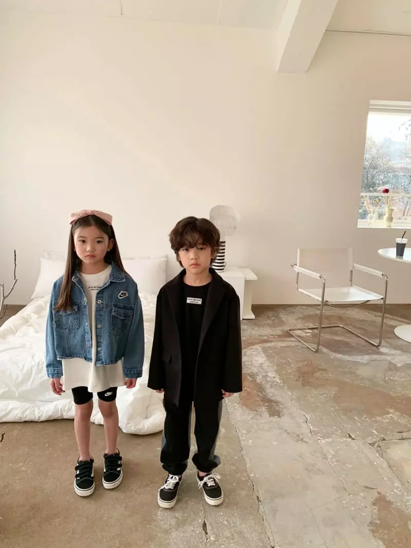 Matilda & Lee - Korean Children Fashion - #todddlerfashion - Denim Colored Jogger Pants - 3