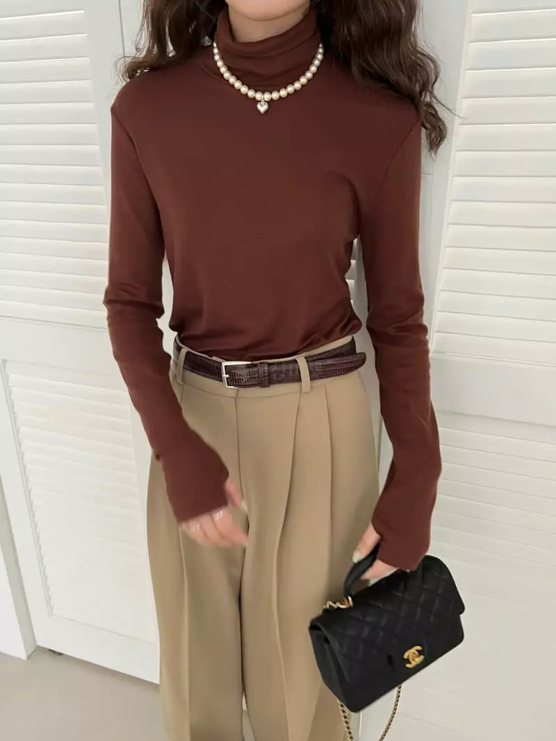 Mellor - Korean Women Fashion - #momslook - Tencel Turtleneck  - 4