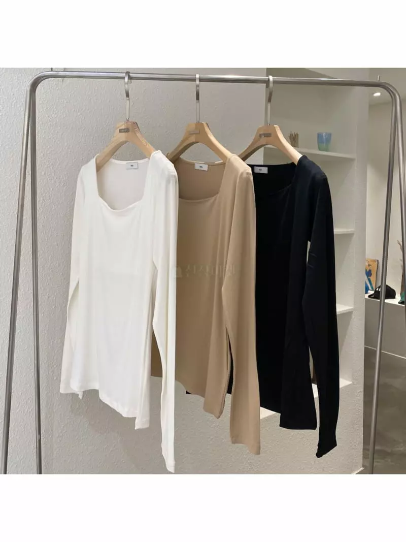 Mer - Korean Women Fashion - #momslook - Real Square Neck Tee