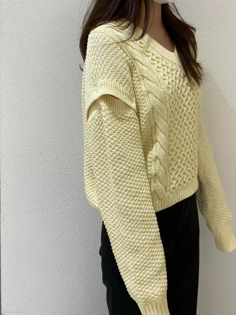 Mer - Korean Women Fashion - #womensfashion - Button Twist Knit Tee - 4