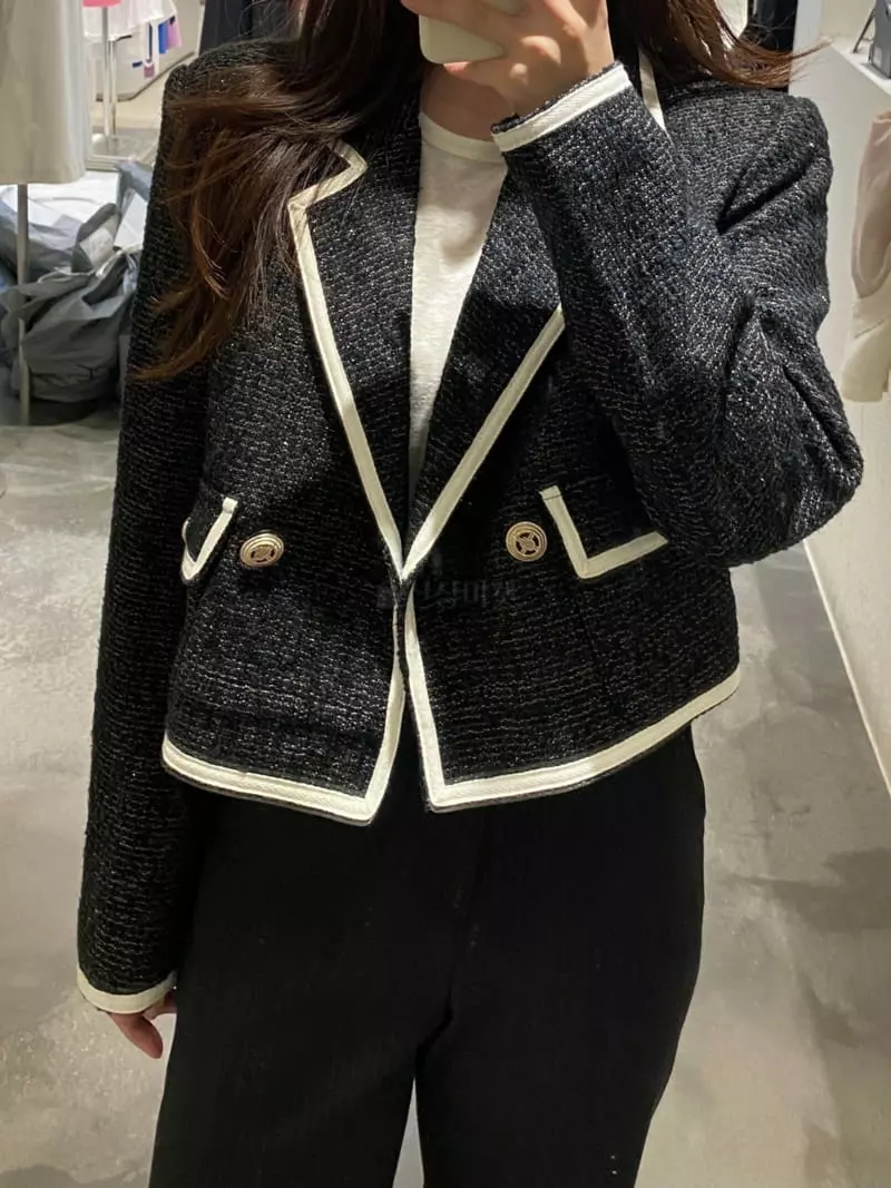 Mer - Korean Women Fashion - #momslook - Rose Double Tweed Jacket - 4