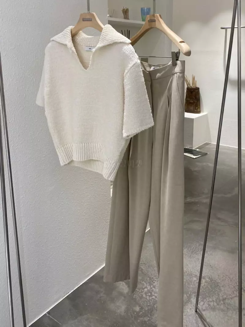 Mer - Korean Women Fashion - #thatsdarling - Collar Button Knit Tee