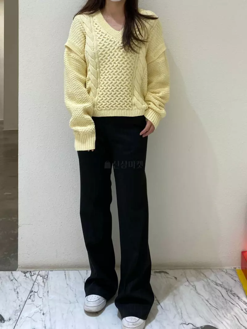 Mer - Korean Women Fashion - #womensfashion - Button Twist Knit Tee
