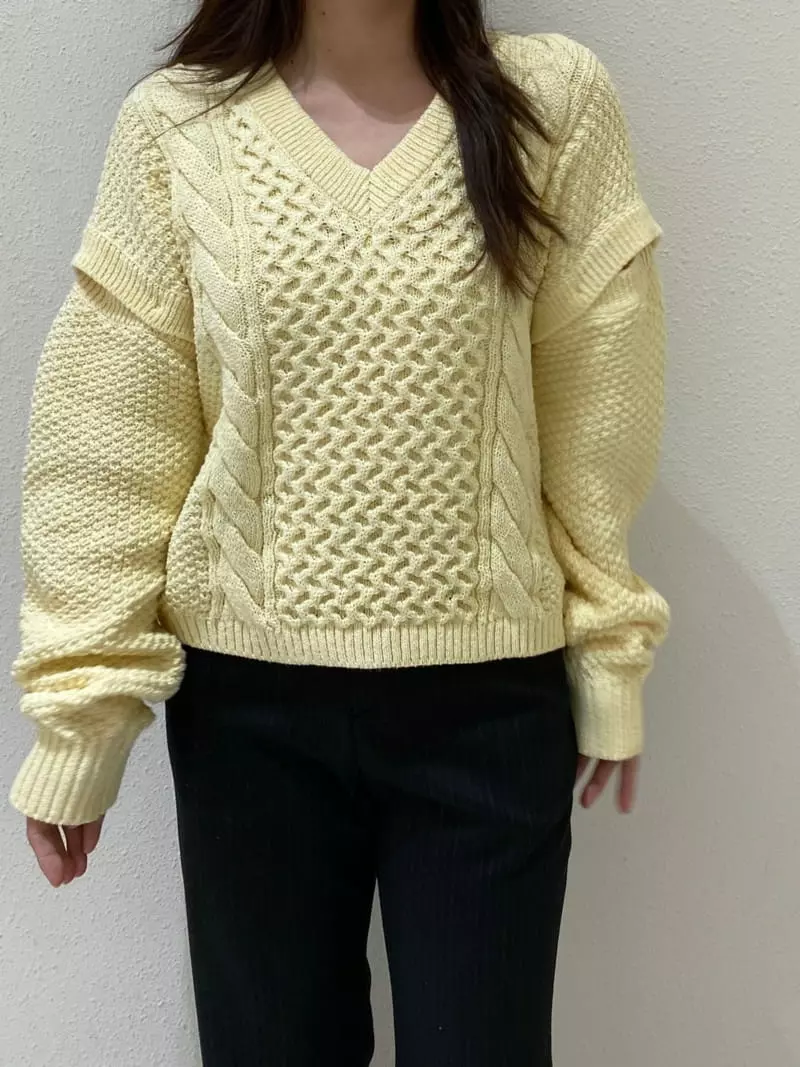 Mer - Korean Women Fashion - #womensfashion - Button Twist Knit Tee - 3