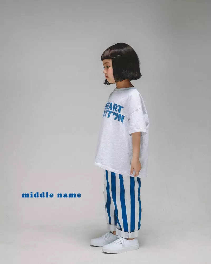 Middle Name - Korean Children Fashion - #magicofchildhood - Heart Button Short Sleeves Tee - 4