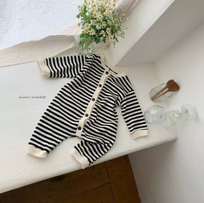 Mimi Market - Korean Baby Fashion - #babyboutiqueclothing - Waffle Stripes Boysuit