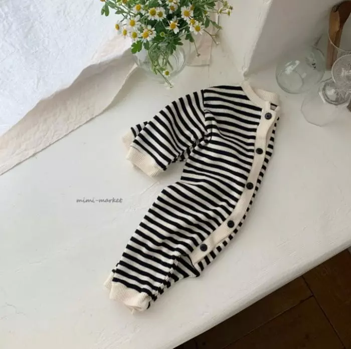 Mimi Market - Korean Baby Fashion - #babyfashion - Waffle Stripes Boysuit - 4