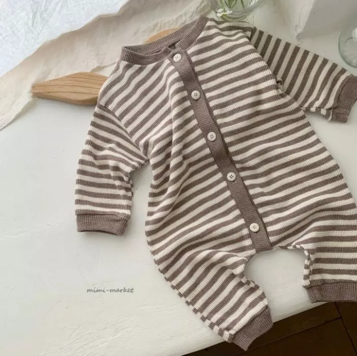 Mimi Market - Korean Baby Fashion - #babygirlfashion - Waffle Stripes Boysuit - 5