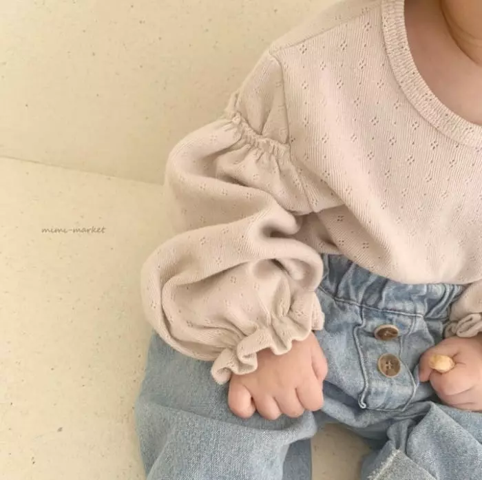 Mimi Market - Korean Baby Fashion - #babygirlfashion - Eyelet Shirring Tee - 2