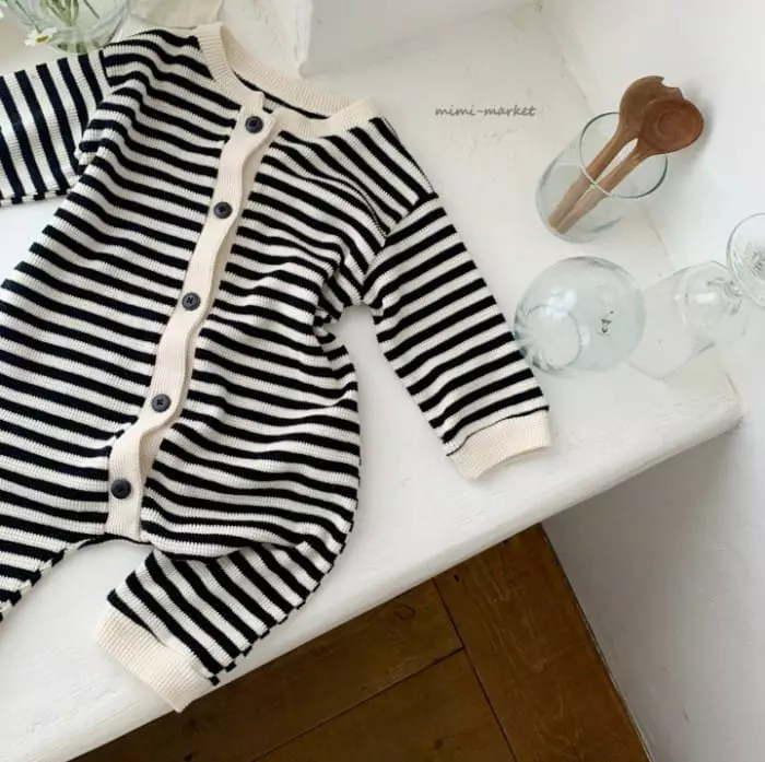 Mimi Market - Korean Baby Fashion - #babylifestyle - Waffle Stripes Boysuit - 6