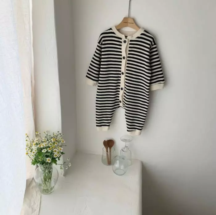 Mimi Market - Korean Baby Fashion - #babyootd - Waffle Stripes Boysuit - 8