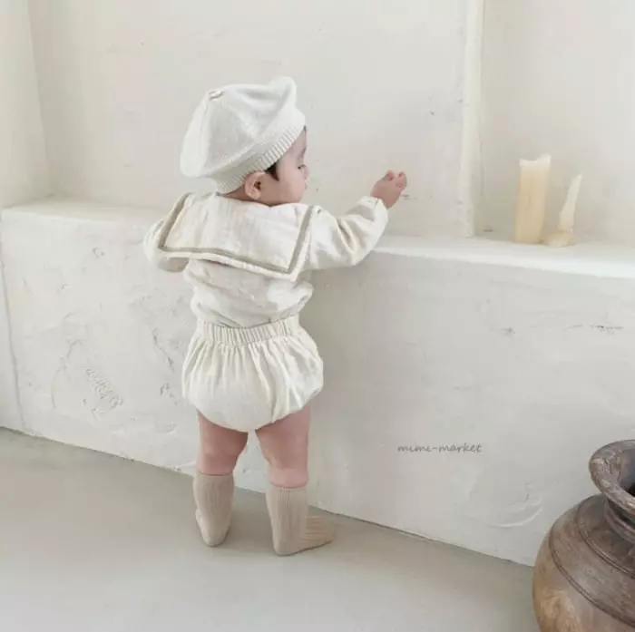 Mimi Market - Korean Baby Fashion - #babyootd - Pigment Sailor Top Bottom Set - 3