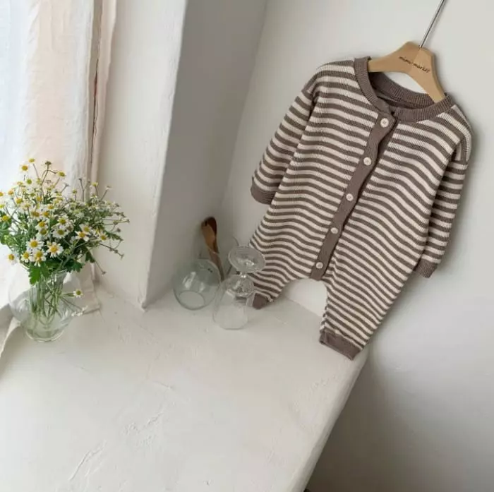 Mimi Market - Korean Baby Fashion - #babywear - Waffle Stripes Boysuit - 11