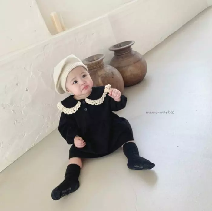 Mimi Market - Korean Baby Fashion - #onlinebabyshop - Cubic Frill One-piece - 3