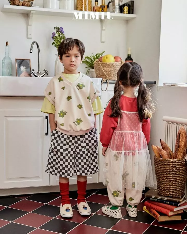 Mimiu - Korean Children Fashion - #childrensboutique - Towel Check Capri Pants - 6