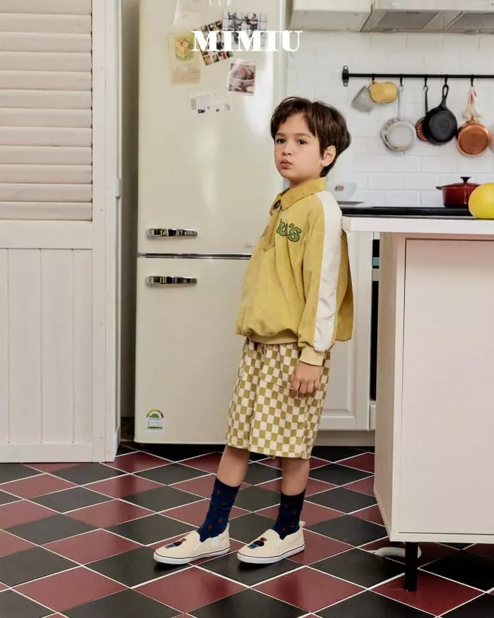 Mimiu - Korean Children Fashion - #discoveringself - Towel Check Capri Pants - 8