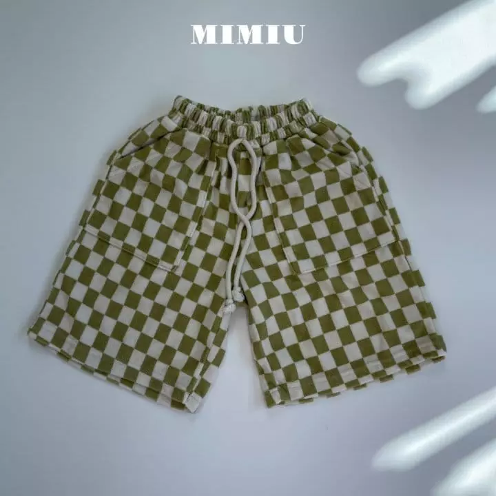 Mimiu - Korean Children Fashion - #kidsshorts - Towel Check Capri Pants - 10
