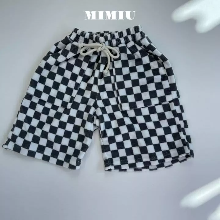 Mimiu - Korean Children Fashion - #kidsstore - Towel Check Capri Pants - 11