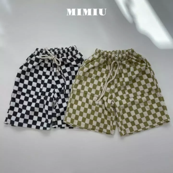 Mimiu - Korean Children Fashion - #kidzfashiontrend - Towel Check Capri Pants - 12