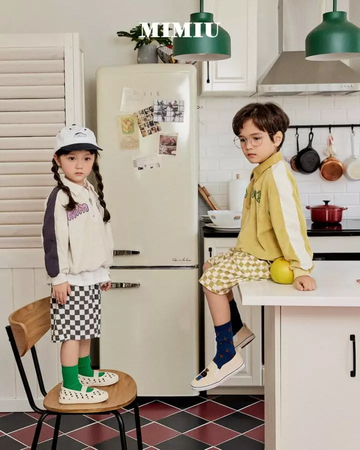 Mimiu - Korean Children Fashion - #prettylittlegirls - Towel Check Capri Pants