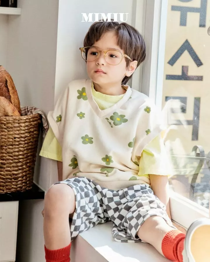 Mimiu - Korean Children Fashion - #toddlerclothing - Towel Check Capri Pants - 4