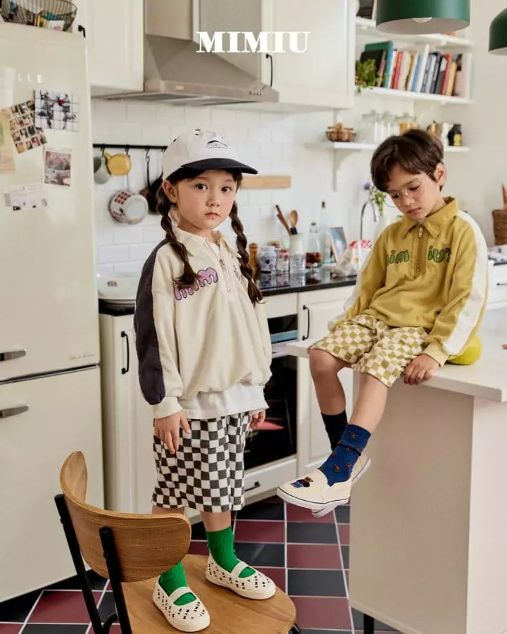Mimiu - Korean Children Fashion - #todddlerfashion - Towel Check Capri Pants - 2