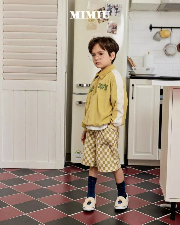 Mimiu - Korean Children Fashion - #toddlerclothing - Towel Check Capri Pants - 3