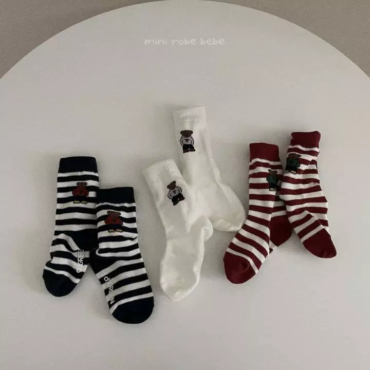 Mini Robe - Korean Baby Fashion - #babyboutique - Tee Bear Socks [set of 3] - 2
