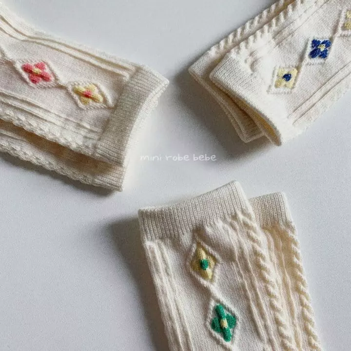 Mini Robe - Korean Baby Fashion - #babyboutique - Flower Socks [set of 3]