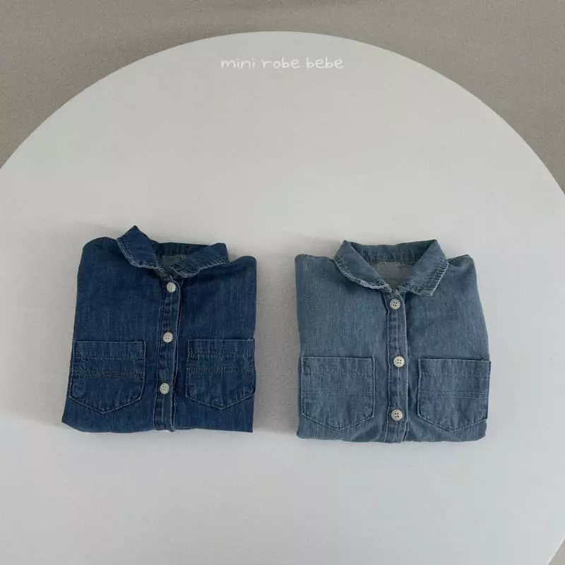 Mini Robe - Korean Baby Fashion - #babyboutique - Denim Bodysuit - 4