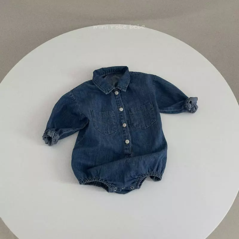 Mini Robe - Korean Baby Fashion - #babyclothing - Denim Bodysuit - 5