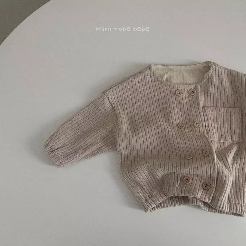 Mini Robe - Korean Baby Fashion - #babyfever - Double Button Cardigan - 5