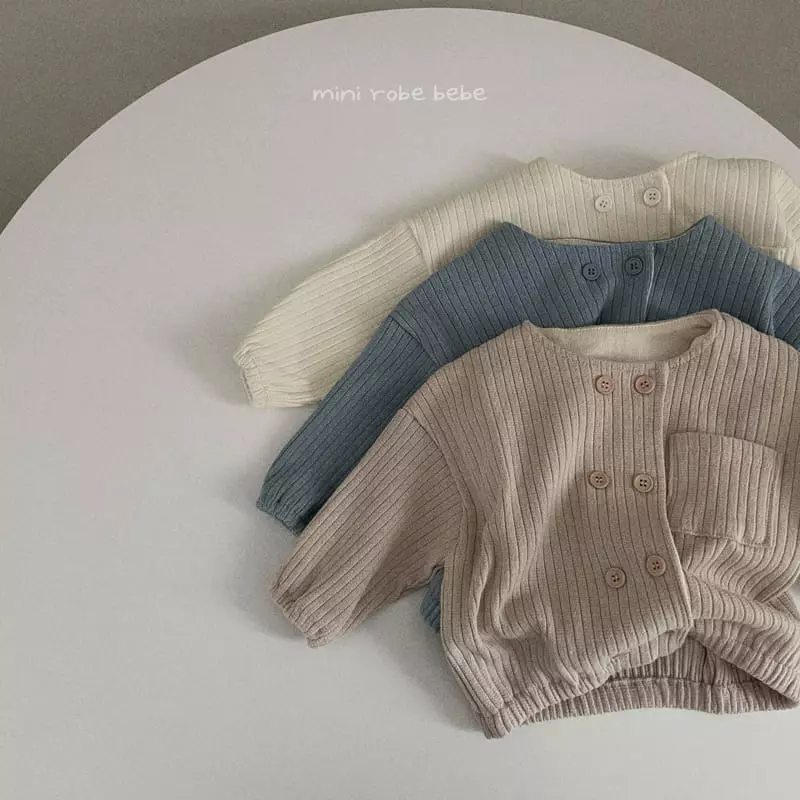 Mini Robe - Korean Baby Fashion - #babyootd - Double Button Cardigan - 9
