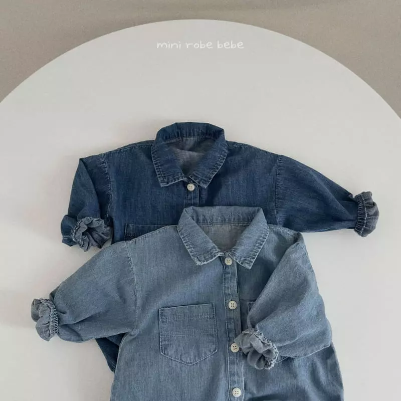 Mini Robe - Korean Baby Fashion - #onlinebabyshop - Denim Bodysuit