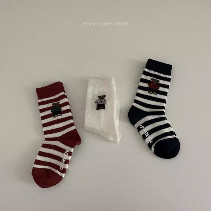 Mini Robe - Korean Baby Fashion - #smilingbaby - Tee Bear Socks [set of 3]