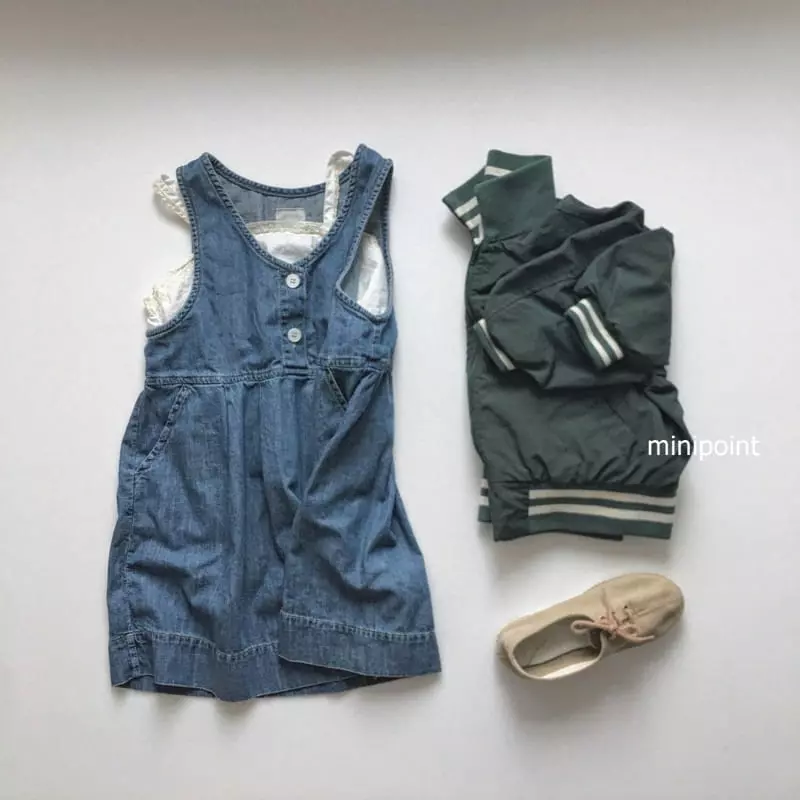 Minipoint - Korean Children Fashion - #discoveringself - V Denim One-piece - 2