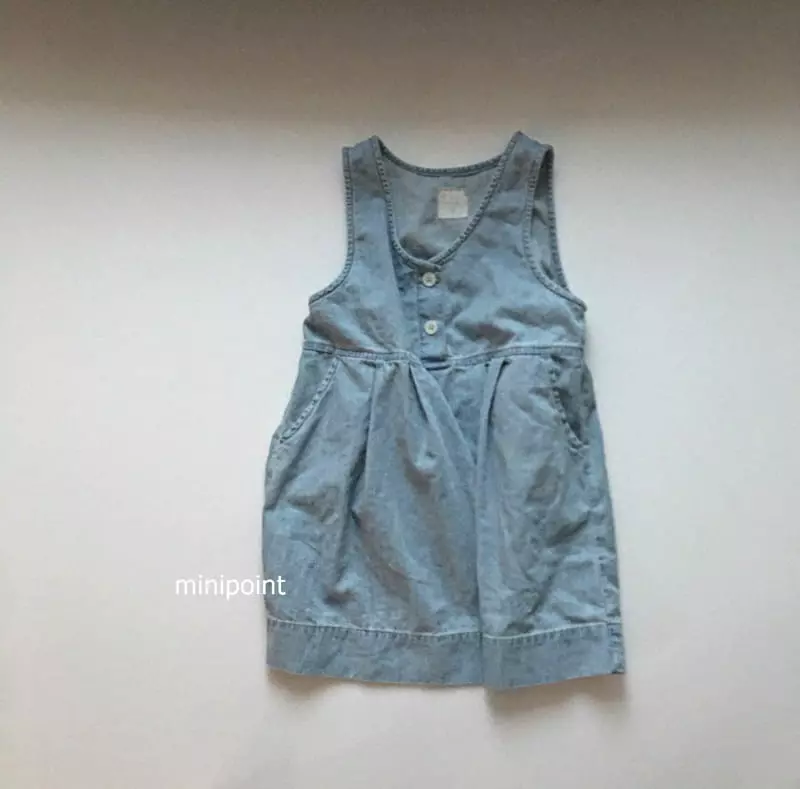 Minipoint - Korean Children Fashion - #fashionkids - V Denim One-piece - 3