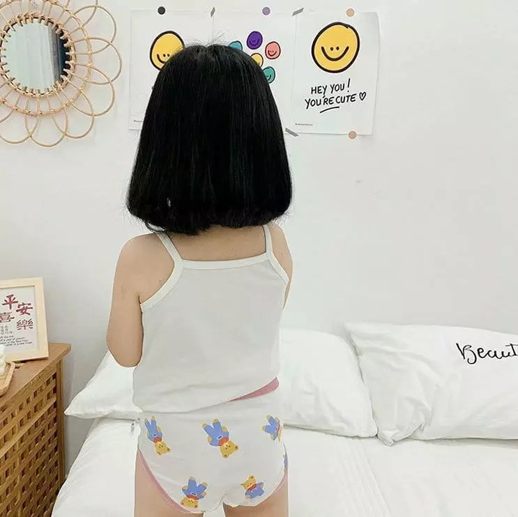 Miso - Korean Children Fashion - #kidsshorts - Pink Bear Under Pants Set - 2