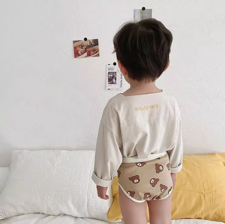 Miso - Korean Children Fashion - #todddlerfashion - Brown Bear Under Pants Set - 5