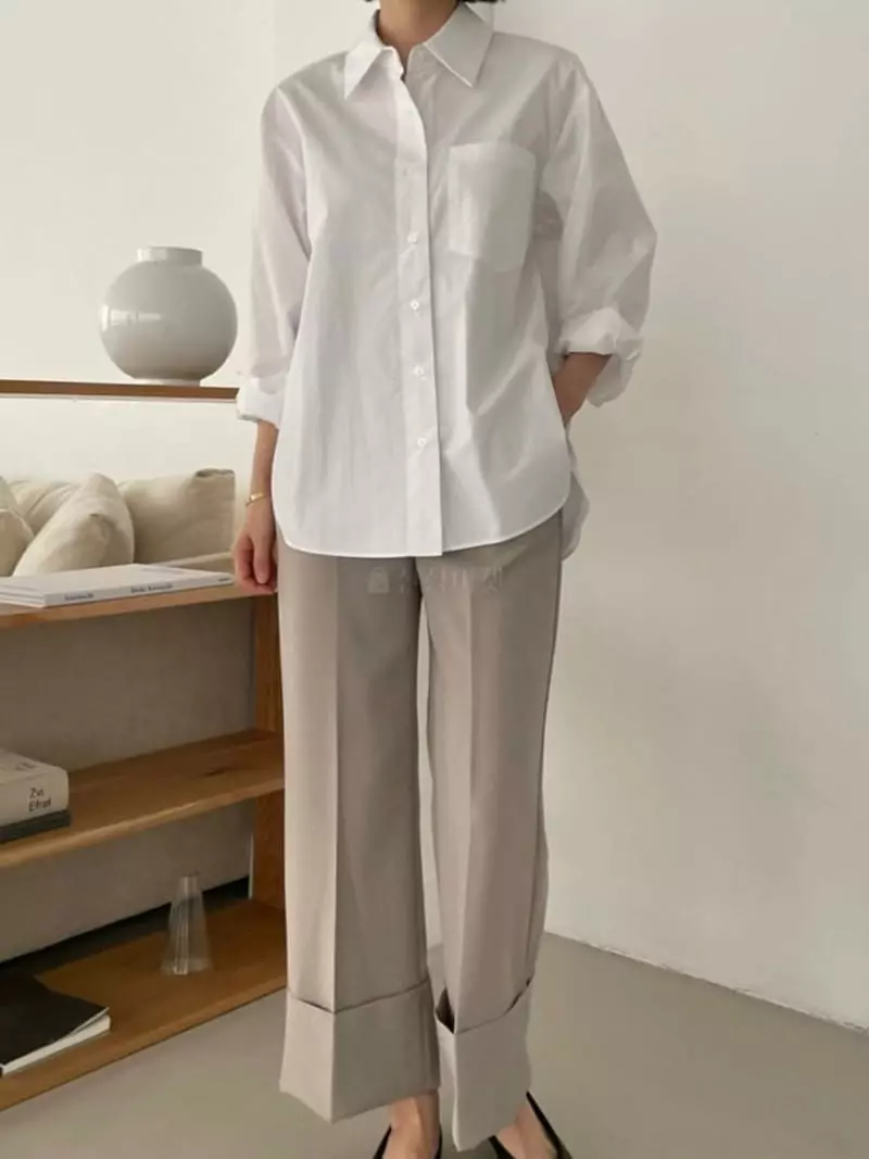 Moi - Korean Women Fashion - #momslook - Wa Kit Slit Shirt - 2
