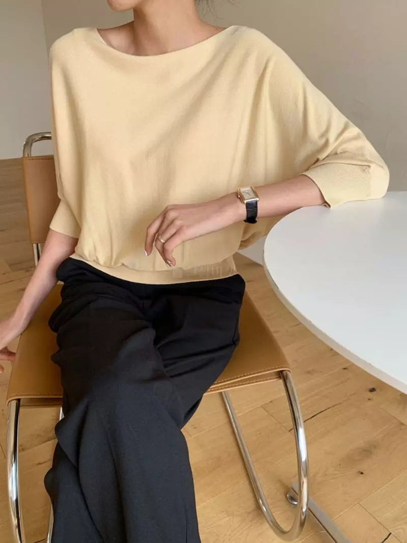 Moi - Korean Women Fashion - #pursuepretty - Dolman Stingray Knit Tee