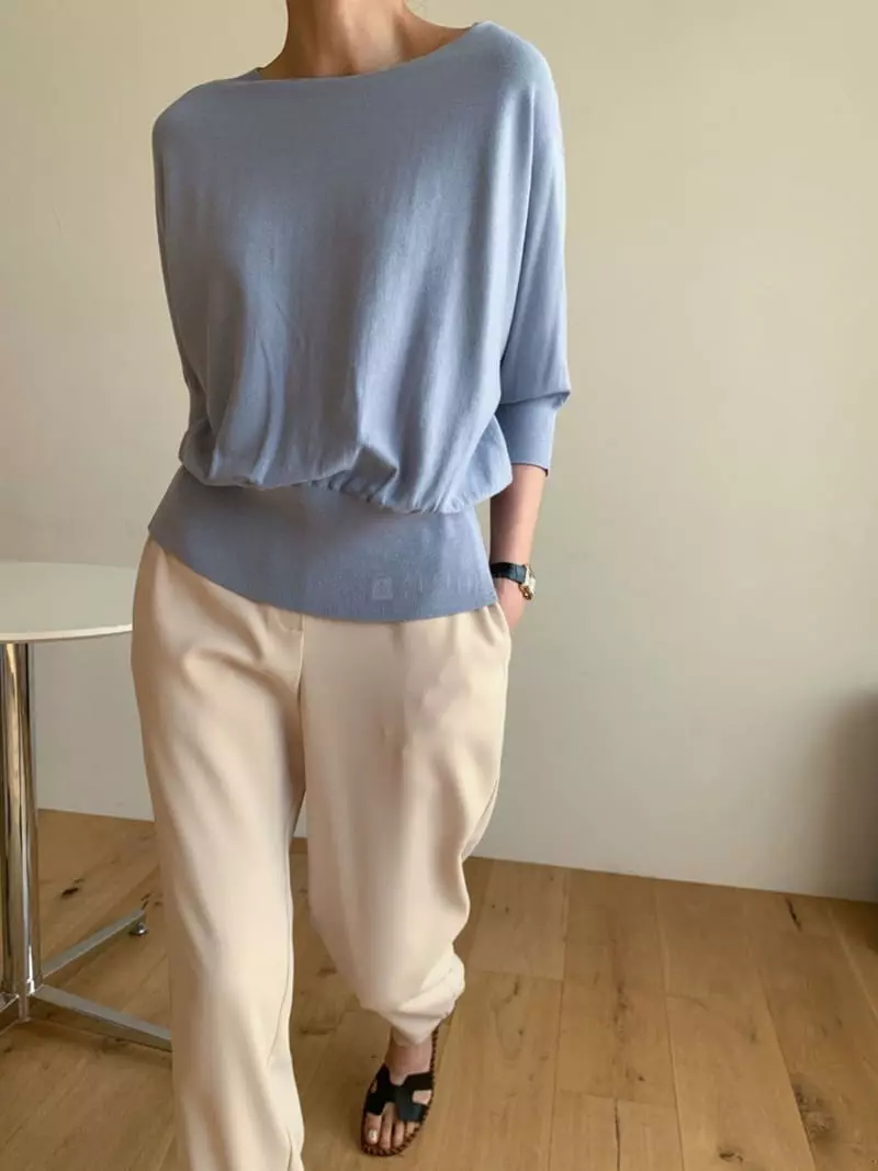Moi - Korean Women Fashion - #restrostyle - Dolman Stingray Knit Tee - 2