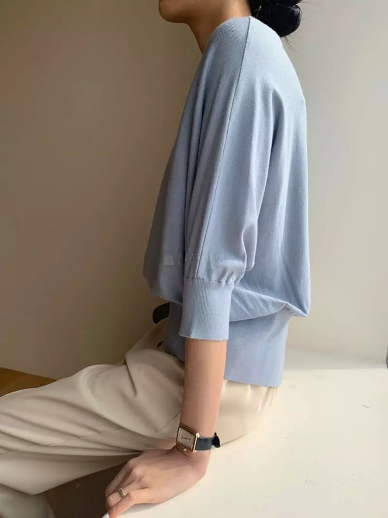 Moi - Korean Women Fashion - #romanticstyle - Dolman Stingray Knit Tee - 4