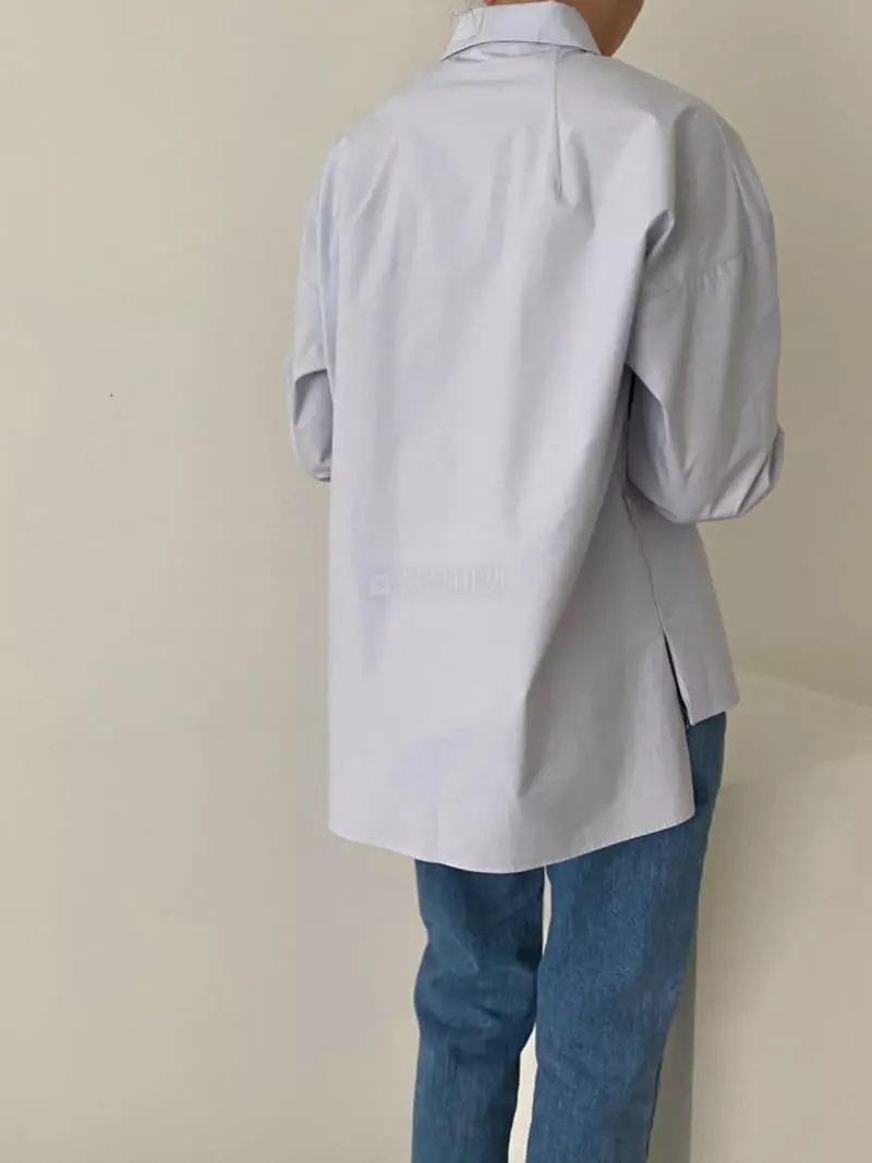 Moi - Korean Women Fashion - #vintagekidsstyle - Pocket Half Open Shrit - 2
