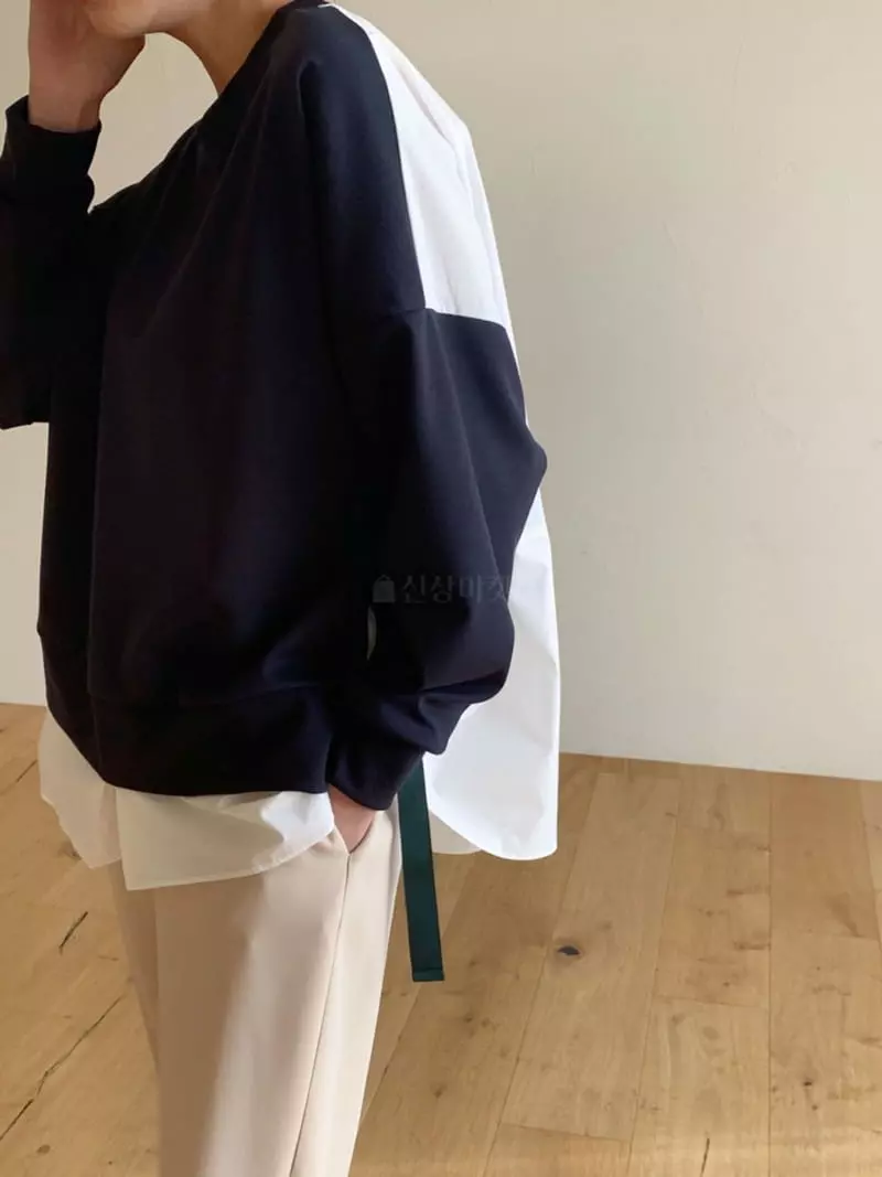 Moi - Korean Women Fashion - #vintagekidsstyle - Shirt Layered Sweatshirt - 3